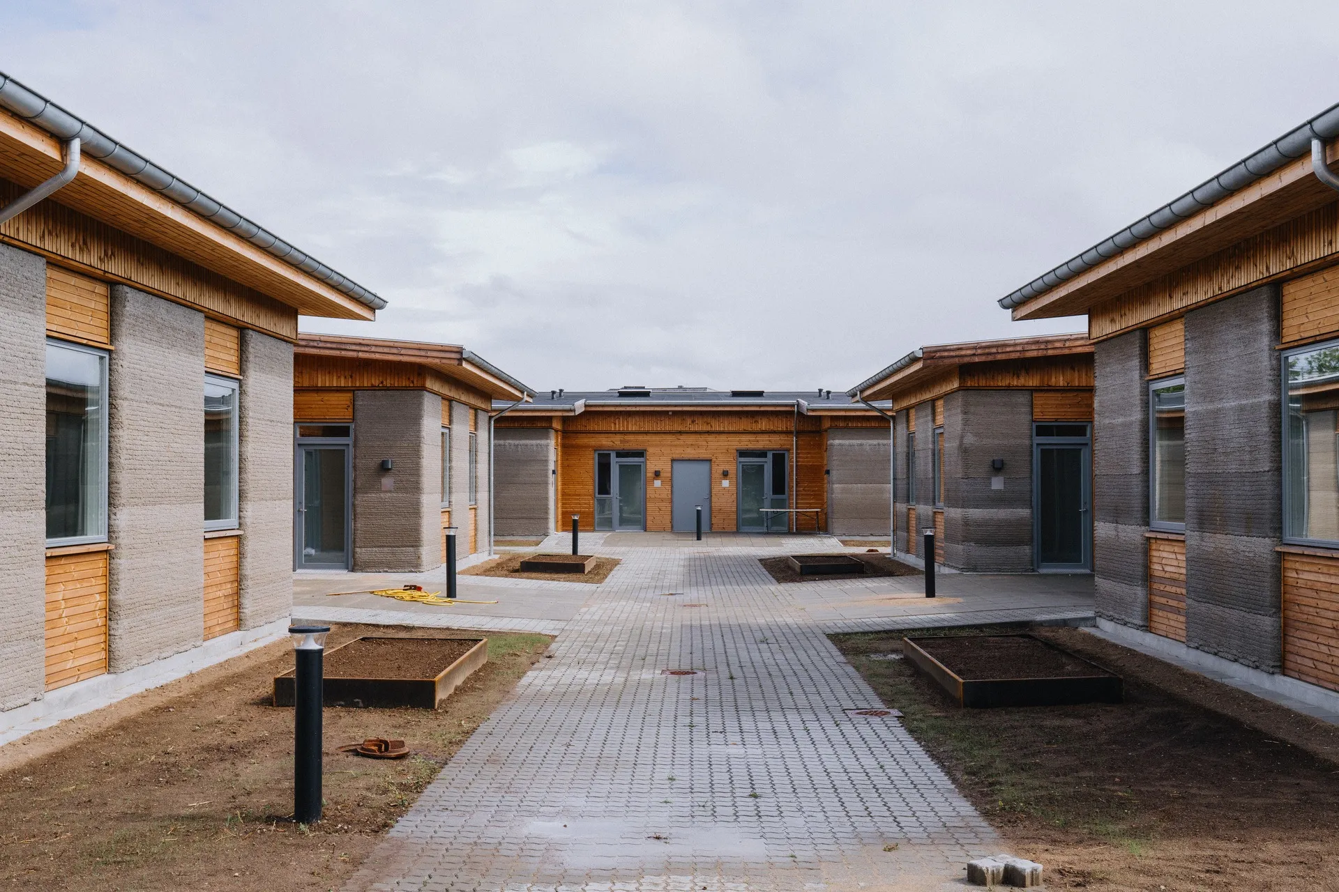 The completed courtyard and student homes at Skovsporet
